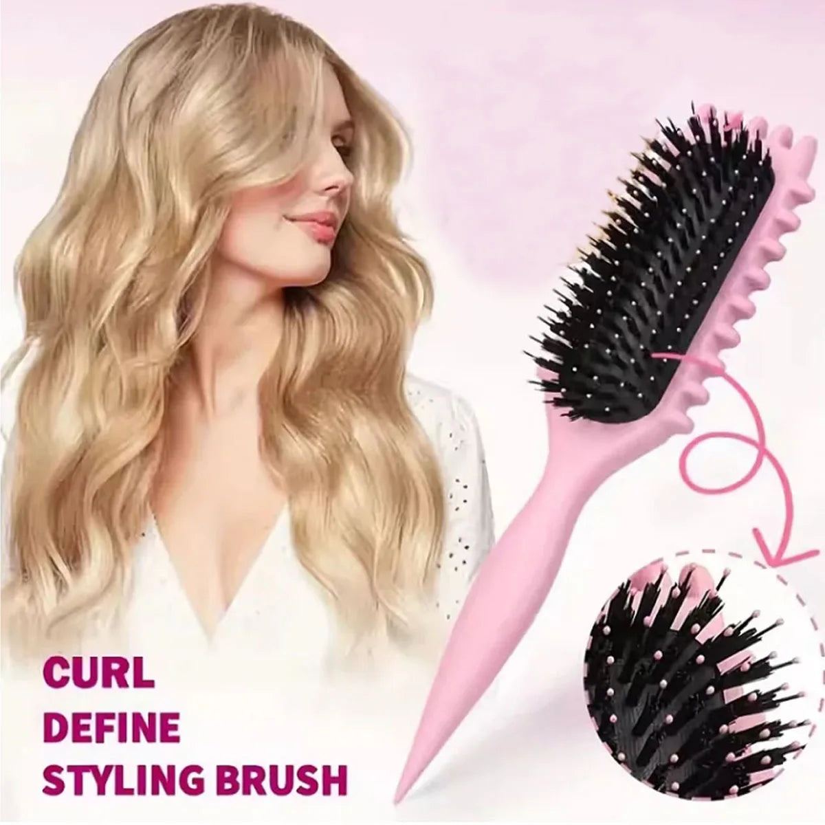 1PC Salon Styling Curly Hair Styling Brush Curl Hair Brush for Combing and Shaping Men's and Women's Curls Reduce Pulling Tools
